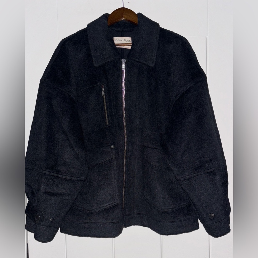 Free People We The Free Sally Chore Jacket Size XL NEW Black Boxy Relax Fit